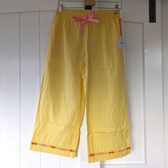 ban.do Cropped Leisure Pants Daisy Chain Yellow PJ Bottoms (SIZE S) NWT - Picture 2 of 8
